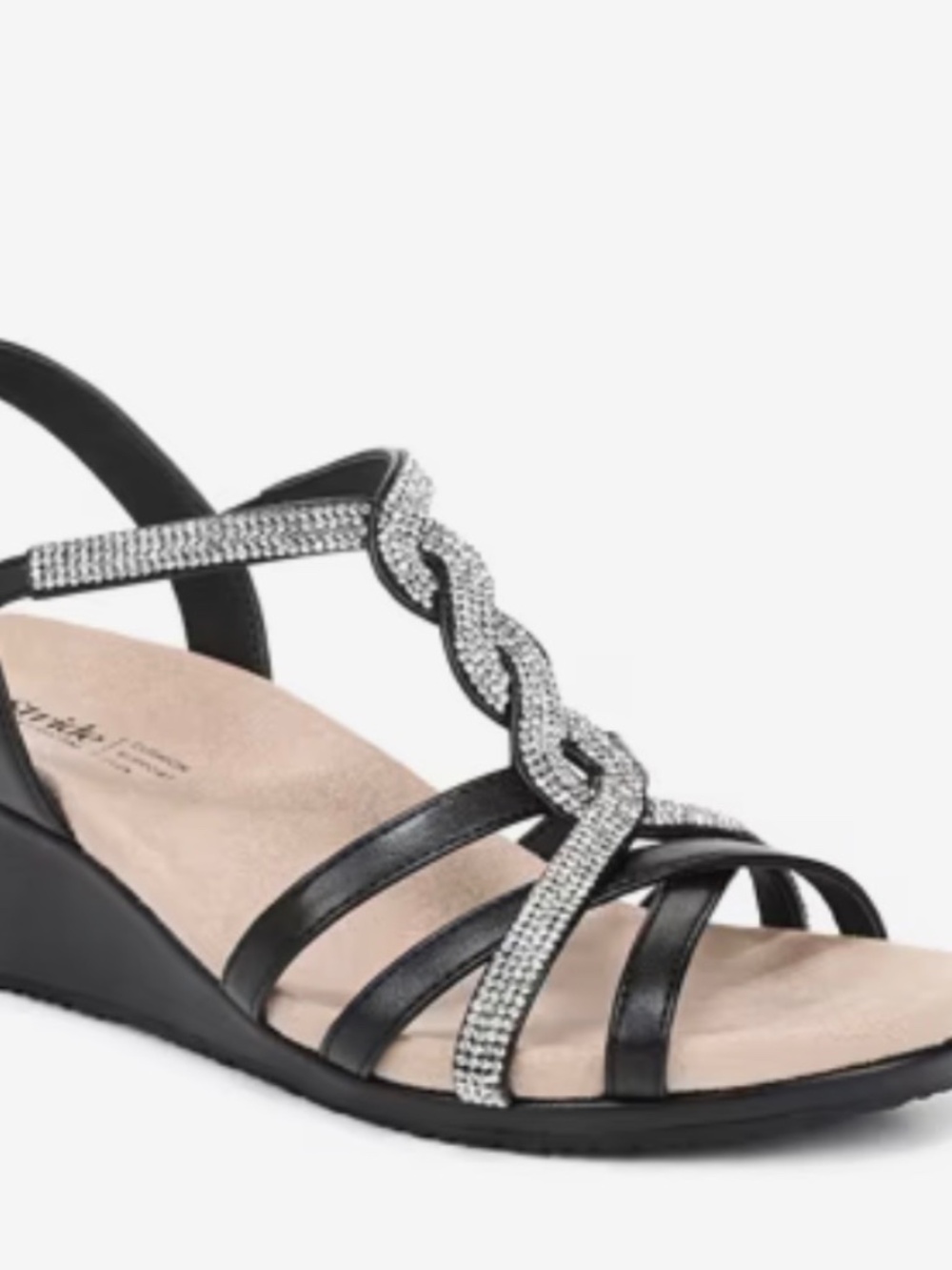 DSW LifeStride-Miami Wedge Sandal black with rhinestones